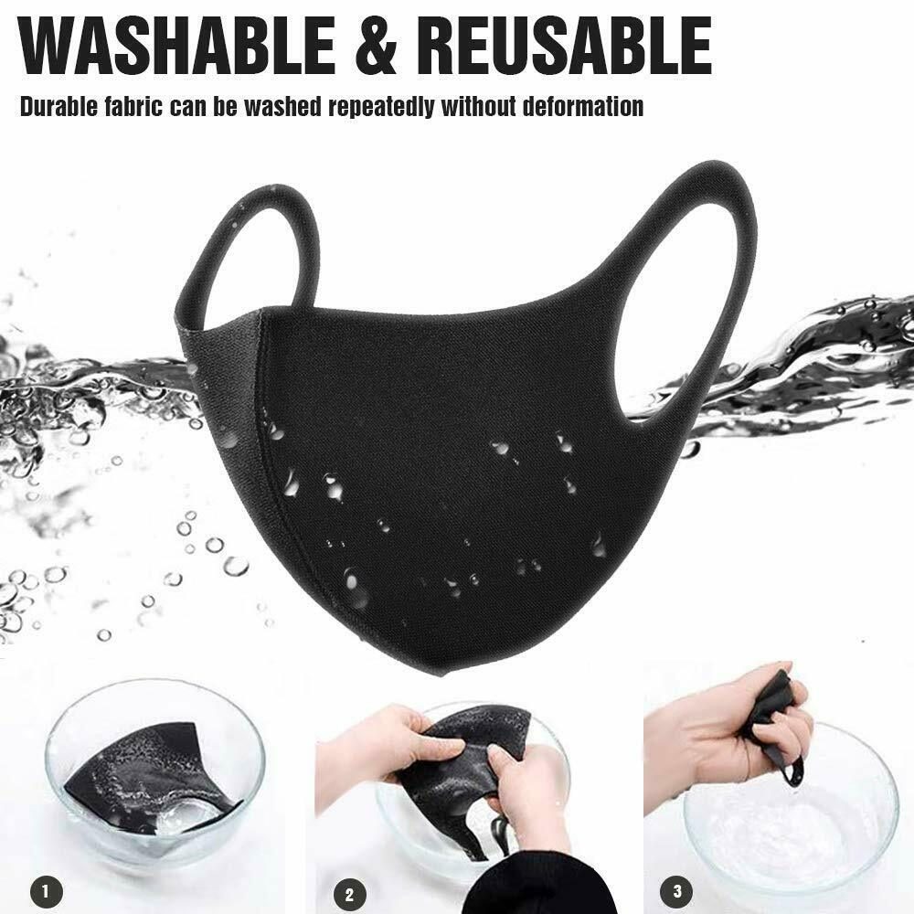 washable reusable black face mask