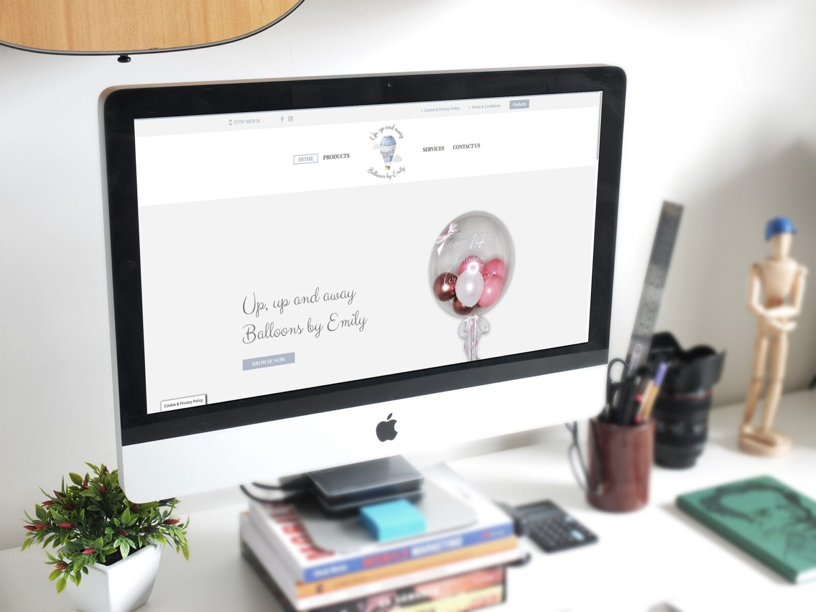 We created this website design for Up, up and away – Balloons by Emily based in Doncaster